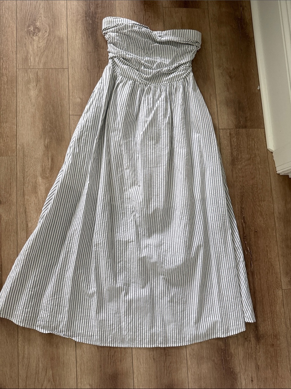 Strapless Blue & White Striped Dress